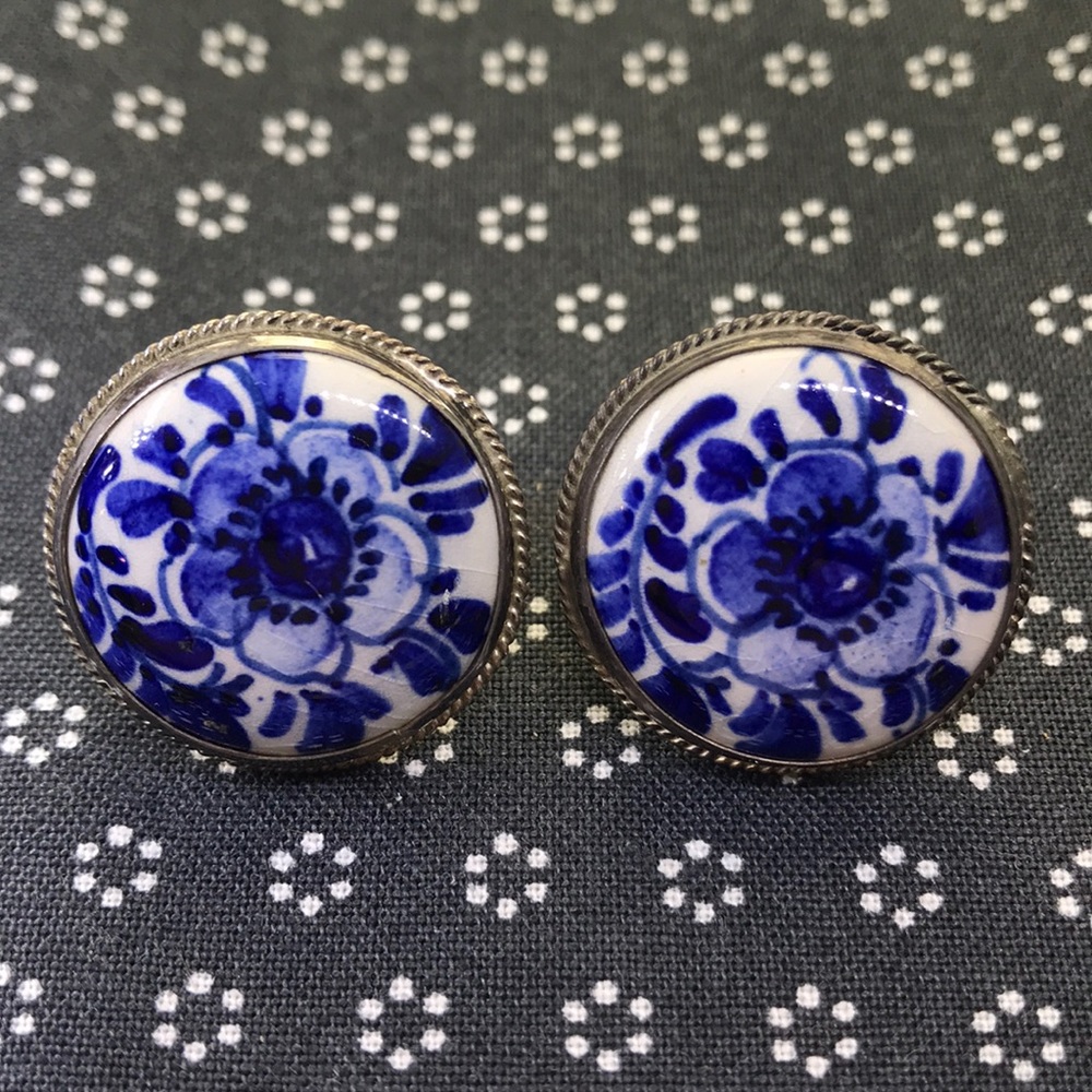 Genuine Delft Blue Ceramic Earrings